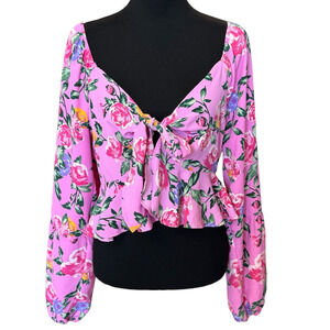 NEW VERO MODA ~  Nya Print Crop Peplum Top Size L